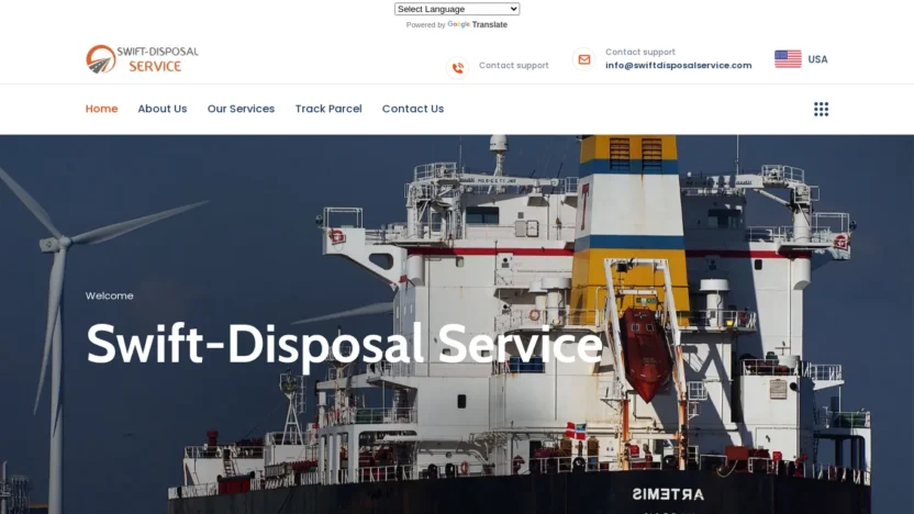 A screenshot of Swiftdisposalservice.com