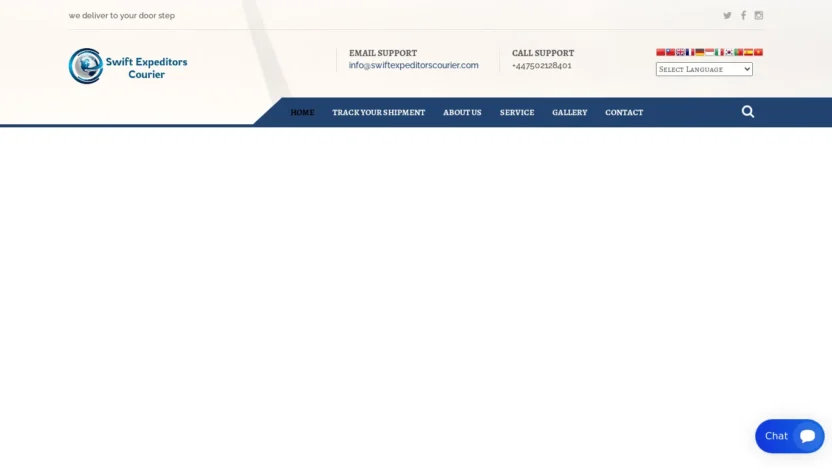 A screenshot of Swiftexpeditorscourier.com