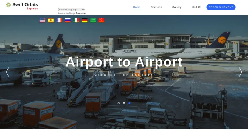 A screenshot of Swiftorbitsexpress.com