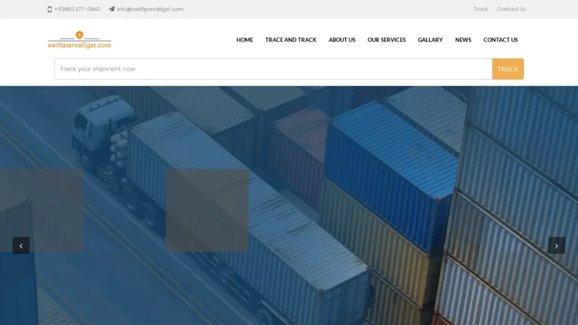 A screenshot of Swiftparcellgst.com