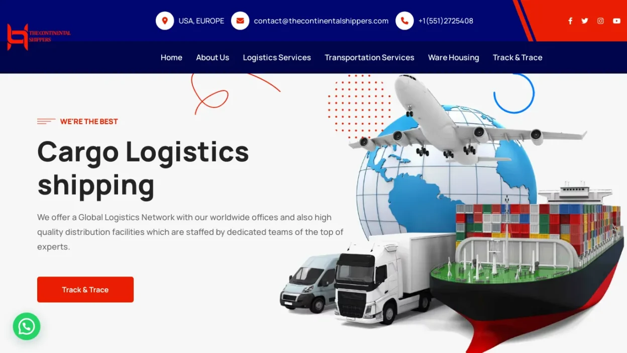 A screenshot of Thecontinentalshippers.com