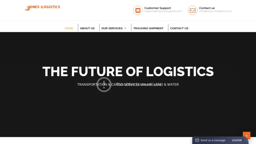 A screenshot of Thejoneslogistics.com