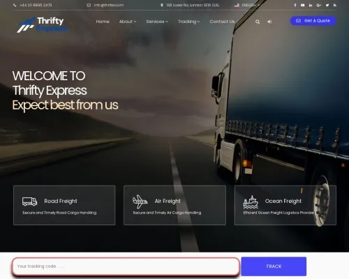 Screenshot of Scam Courier Thrifex.com