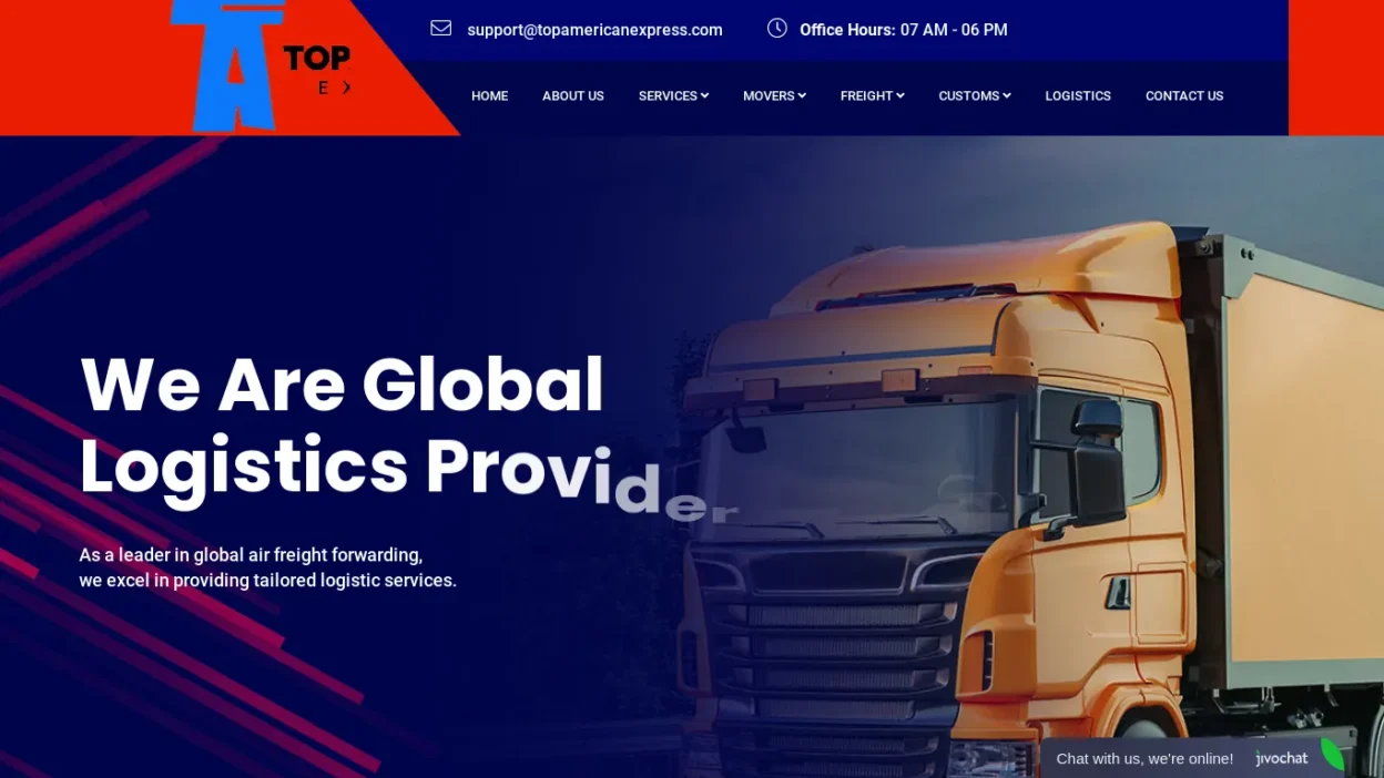 A screenshot of Topamericanexpress.com