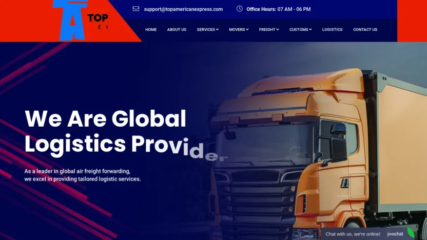 A screenshot of Topamericanexpress.com
