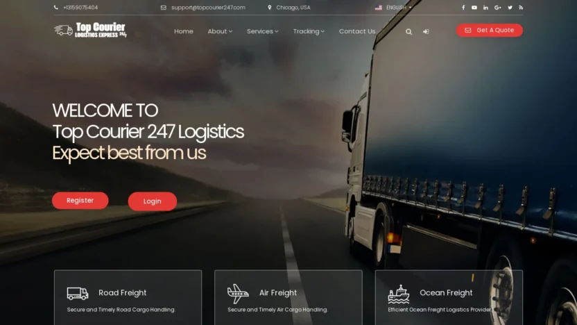 A screenshot of Topcourier247.com