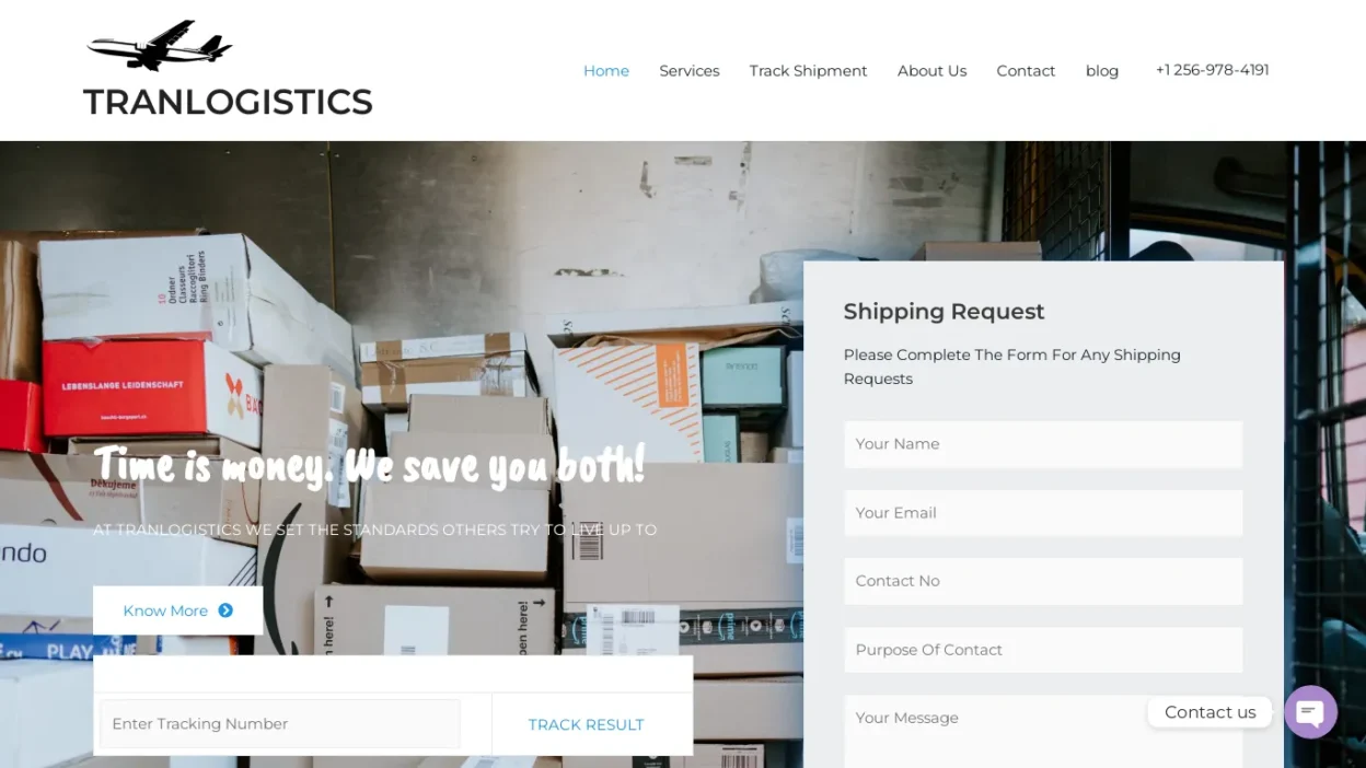 A screenshot of Tranlogisticss.agency