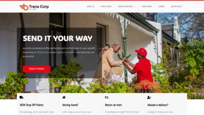 A screenshot of Transcorpcouriers.com