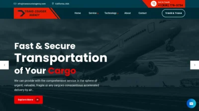 A screenshot of Transcourieragency.com