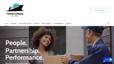 A screenshot of Transexpressdeliveryltd.com