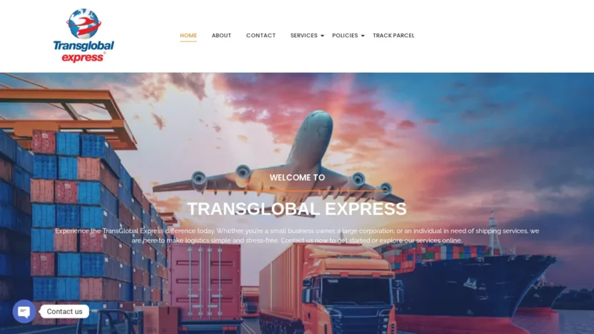 A screenshot of Transglobalexpressfreight.com