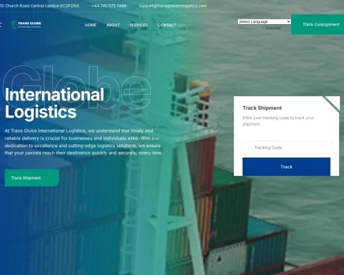 Screenshot of Scam Courier Transglobeintlogistics.com