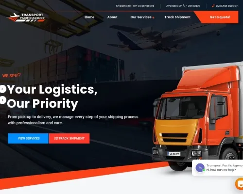 Screenshot of Scam Courier Transportpacificagency.com