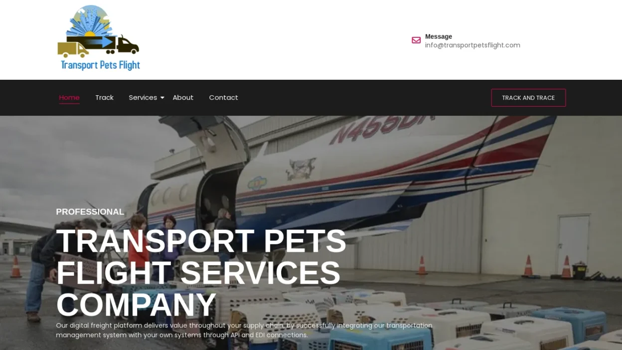 A screenshot of Transportpetsflight.com