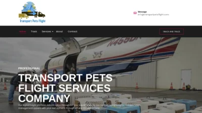 A screenshot of Transportpetsflight.com