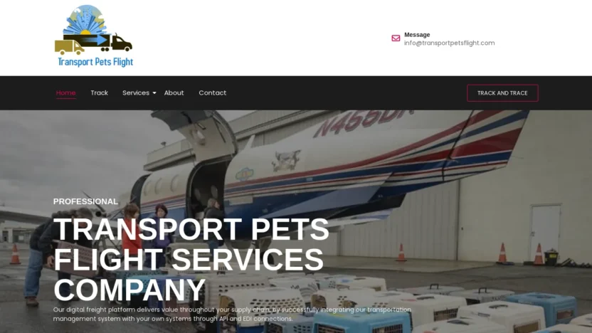 A screenshot of Transportpetsflight.com