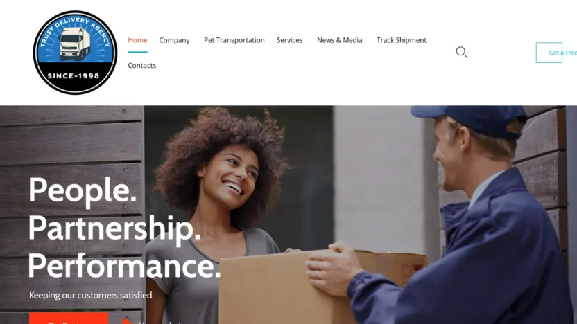 A screenshot of Trustdeliveryagency.com