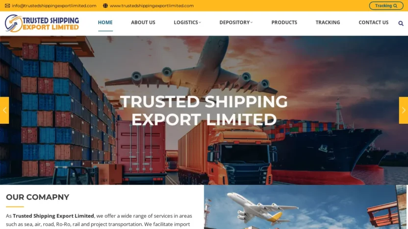 A screenshot of Trustedshippingexportlimited.com