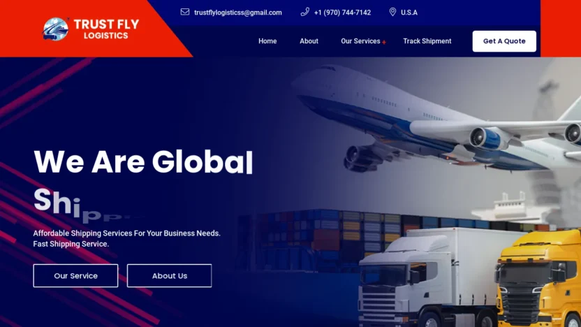 A screenshot of Trustflylogistics.com