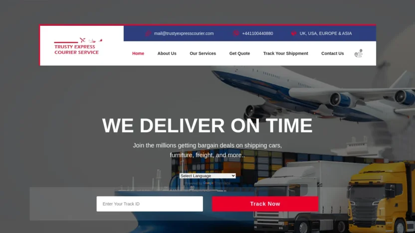A screenshot of Trustyexpresscourier.com