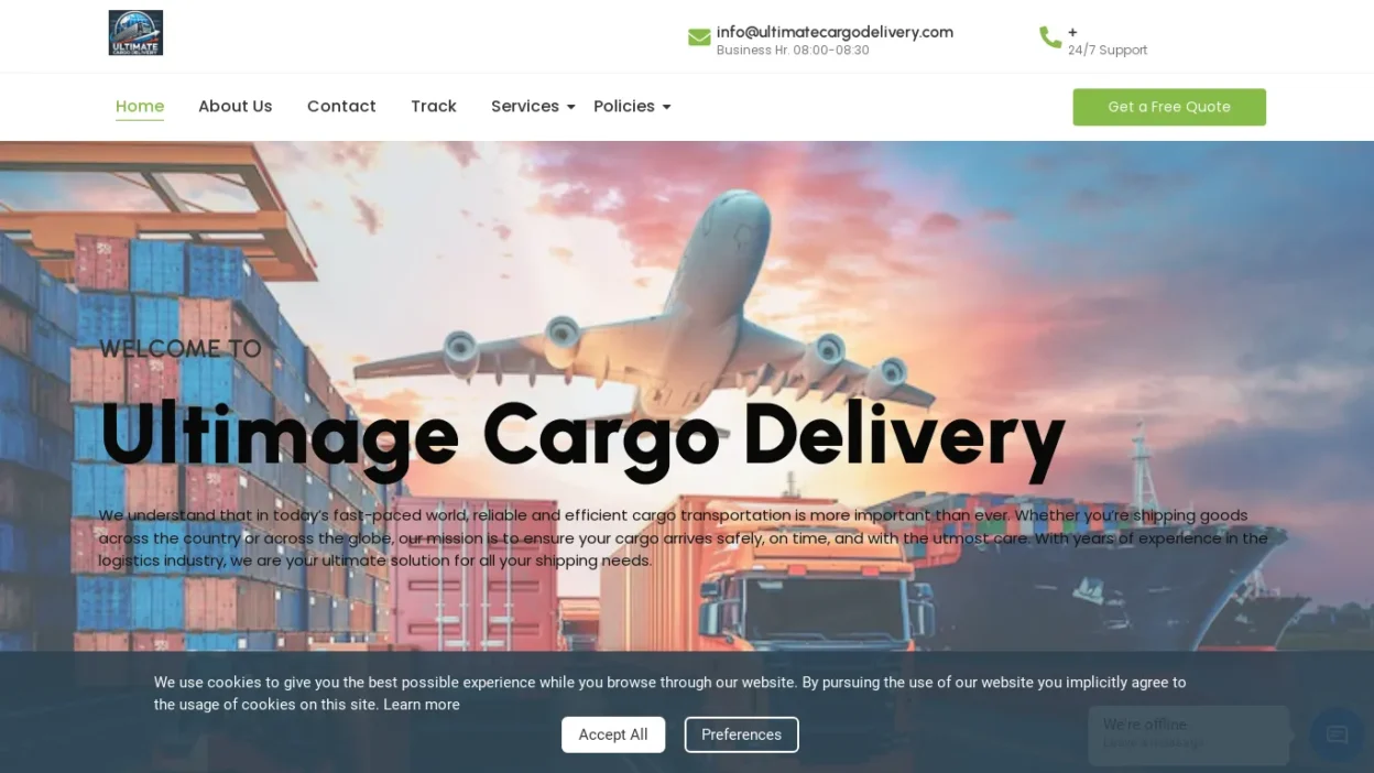 A screenshot of Ultimatecargodelivery.com