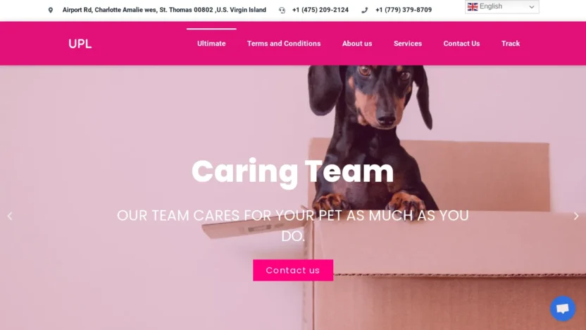 A screenshot of Ultimatepetlogistics.com
