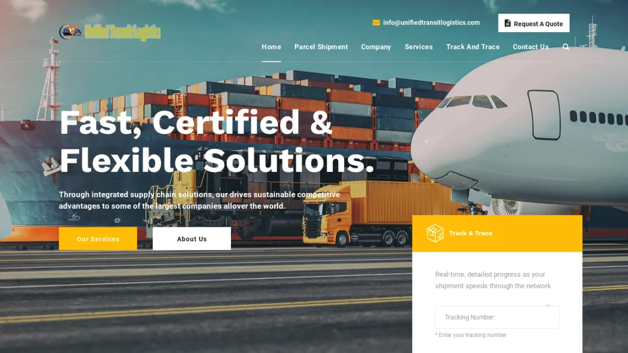 A screenshot of Unifiedtransitlogistics.com