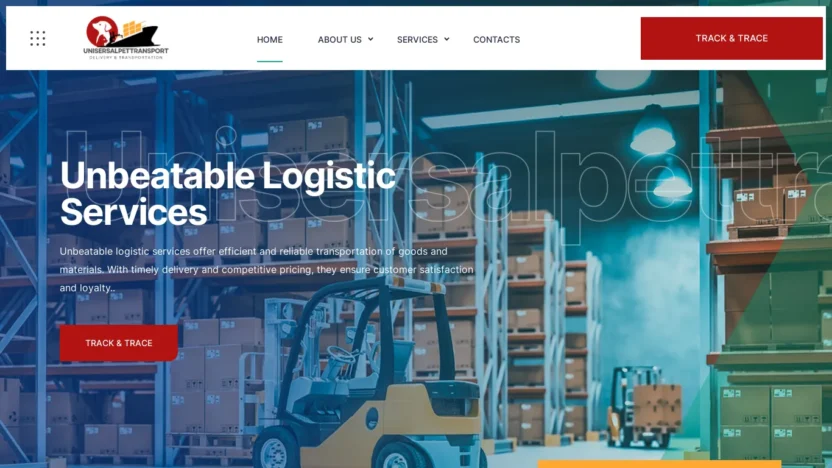A screenshot of Unisersalpettransport.com