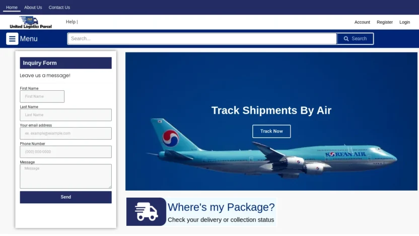 A screenshot of Unitedlogisticsparcel.com