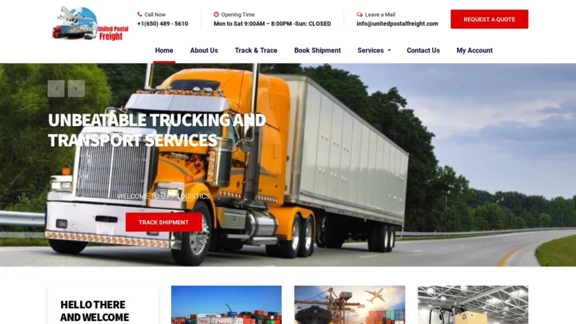 A screenshot of Unitedpostalfreight.com