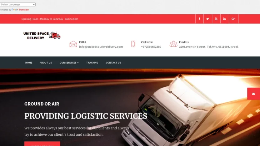 A screenshot of Unitedspacedelivery.com