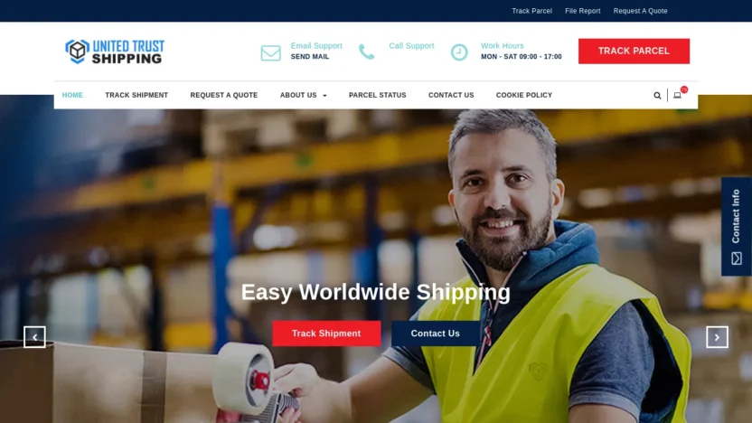 A screenshot of Unitedtrustshipping.com