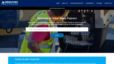 A screenshot of Urbanpawsexpress.com