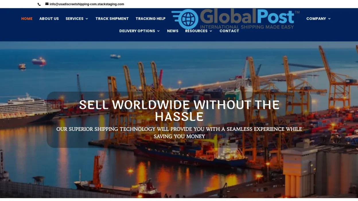 A screenshot of Usadiscreetshipping-com.stackstaging.com