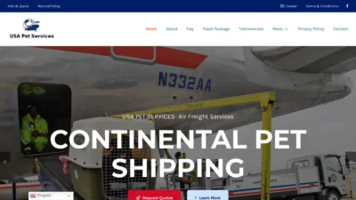 A screenshot of Usapetservices.com