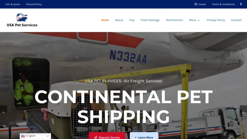 A screenshot of Usapetservices.com