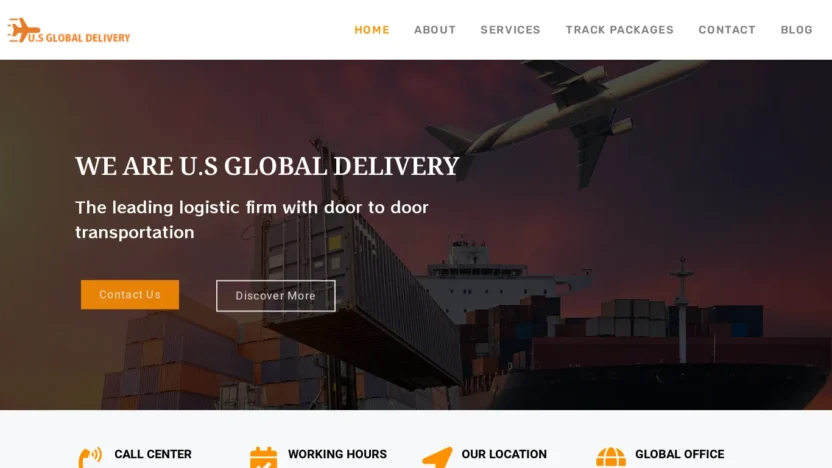 A screenshot of Usglobaldelivery.com