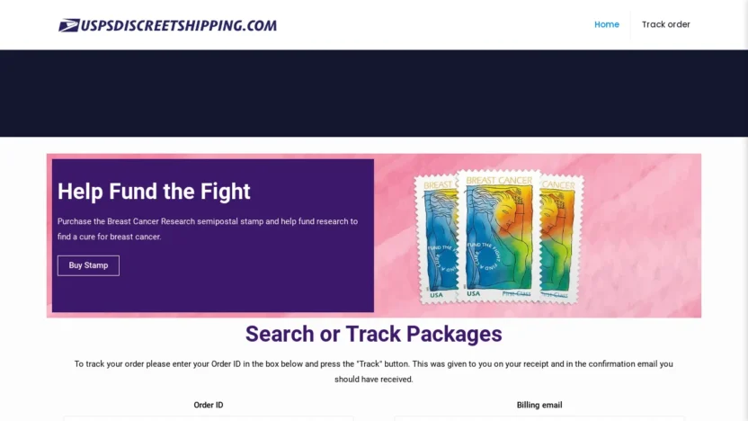 A screenshot of Uspsdiscreetshipping.com