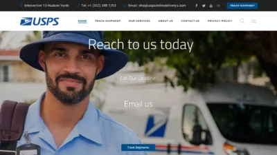 A screenshot of Uspsonlinedeliverys.com
