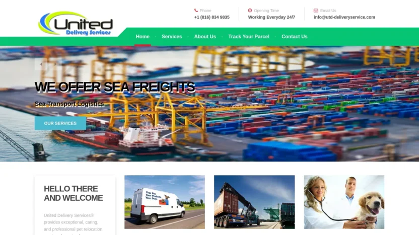 A screenshot of Utd-deliveryservice.com