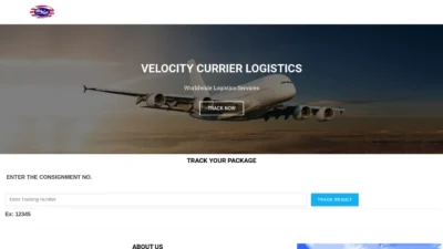 A screenshot of Velocitycurrierlogistics.com