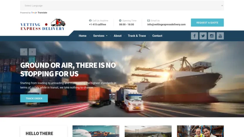 A screenshot of Vettingexpressdelivery.com