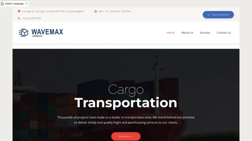 A screenshot of Wavemaxlogistics.com
