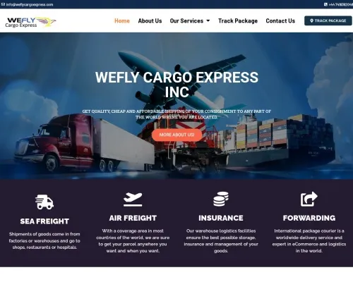 Screenshot of Scam Courier Weflycargoexpress.com