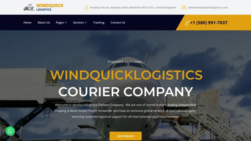 A screenshot of Wiindquicklogistics.com