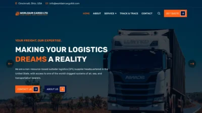 A screenshot of Worldaircargoltd.com