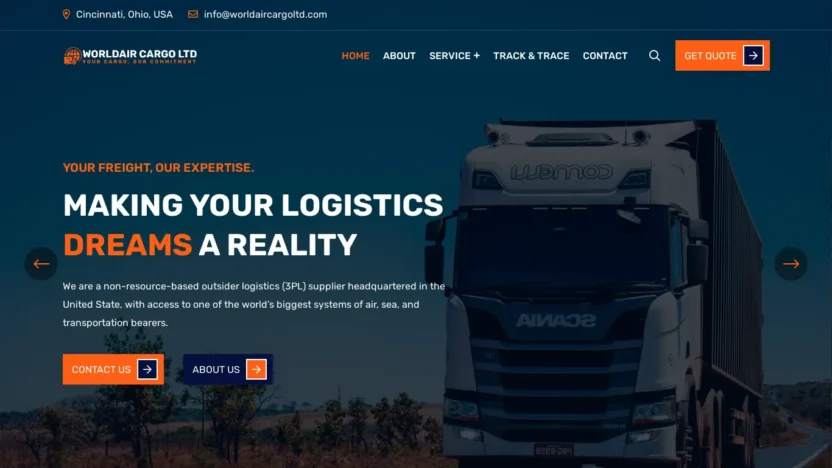 A screenshot of Worldaircargoltd.com