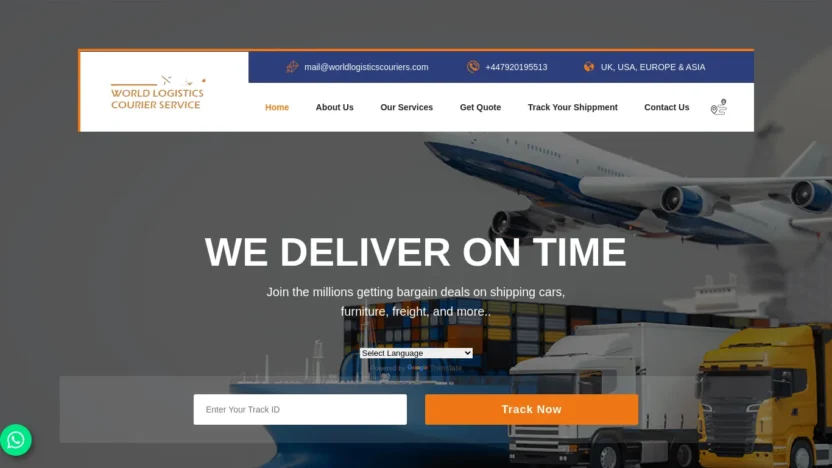 A screenshot of Worldlogisticscouriers.com