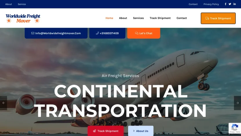 A screenshot of Worldwidefreightmover.com