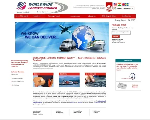 Screenshot of Scam Courier Worldwidelogistc.com